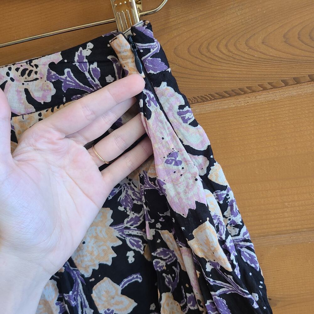 Free People Floral Mini Skirt End Of The Island Goden Black 2 Boho Y2K Cottage - Picture 5 of 5